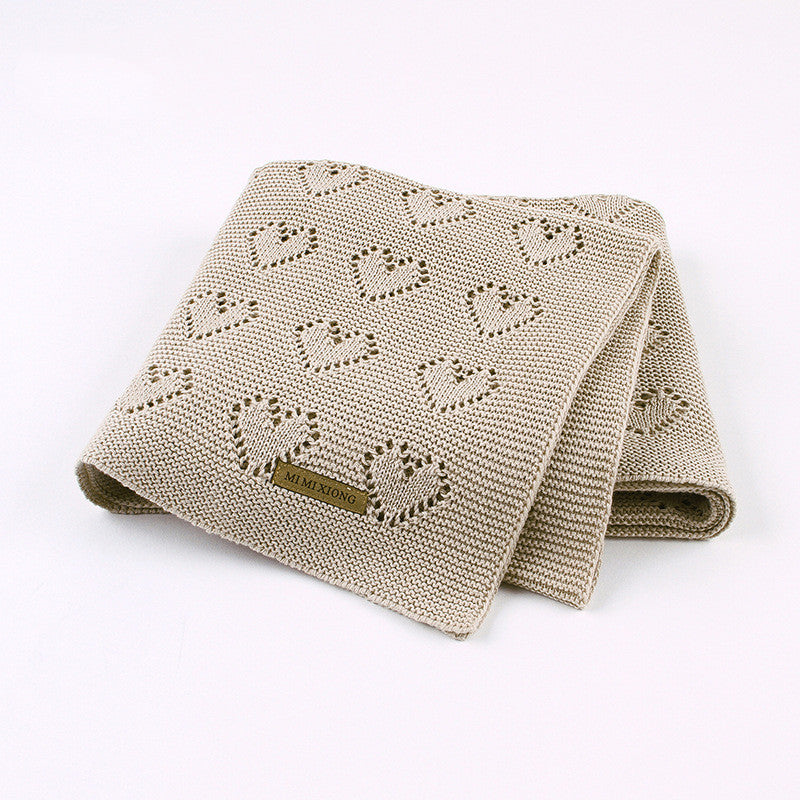 Knitted Baby Heart Hollow Windproof Blanket
