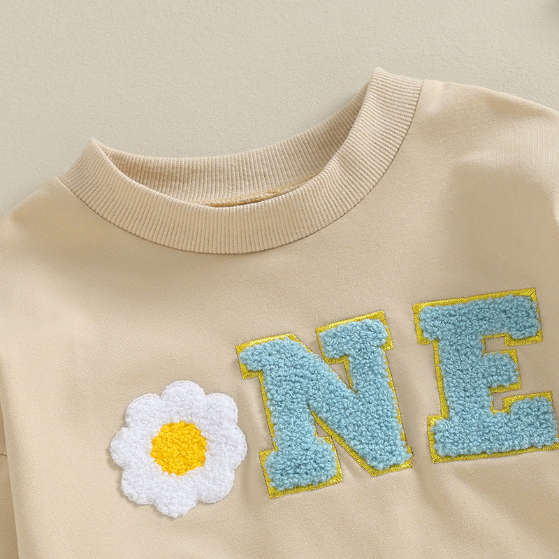 Baby Romper with Letter Embroidery – Golden Edge Design