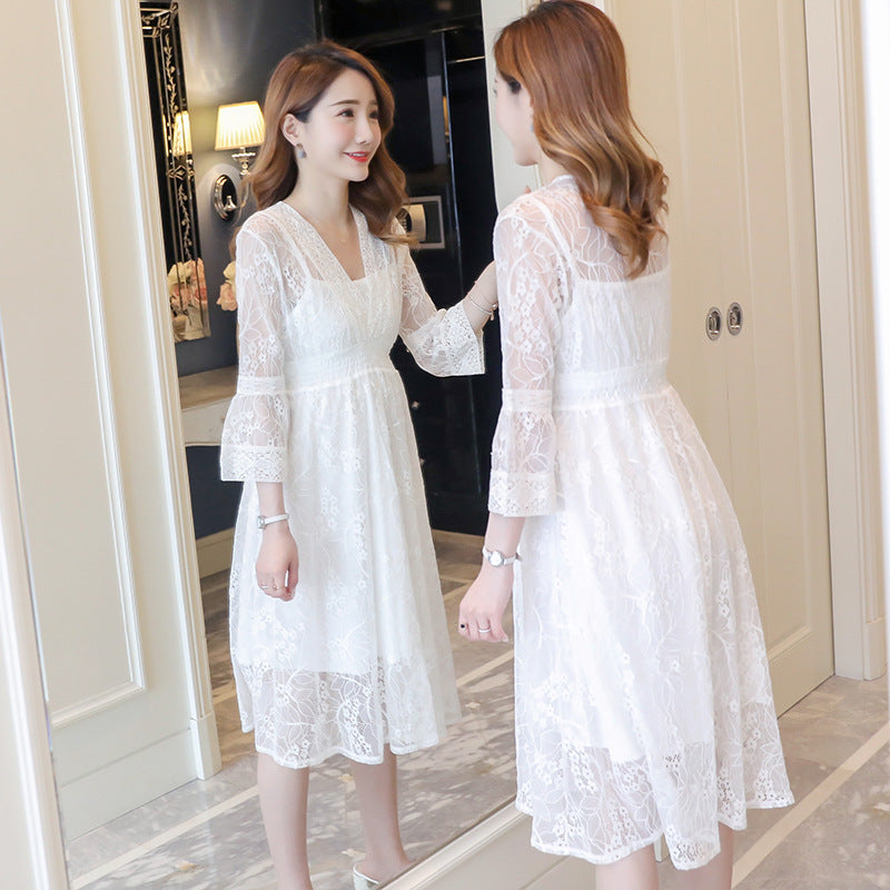 Two-Piece Lace Maternity Dress