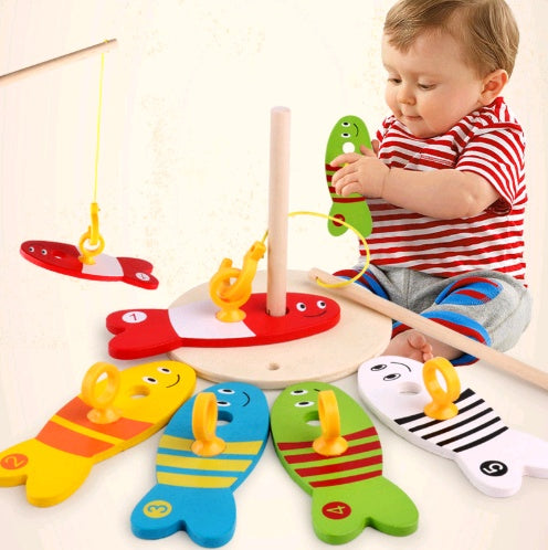 Children’s Educational Wooden Fishing Toy – Early Learning Water Ring Game