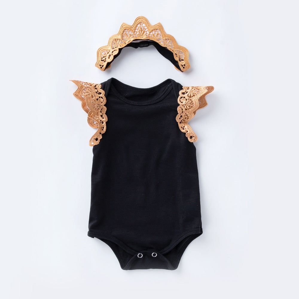 Baby Girl Sleeveless Romper – Wings Jumpsuit Design