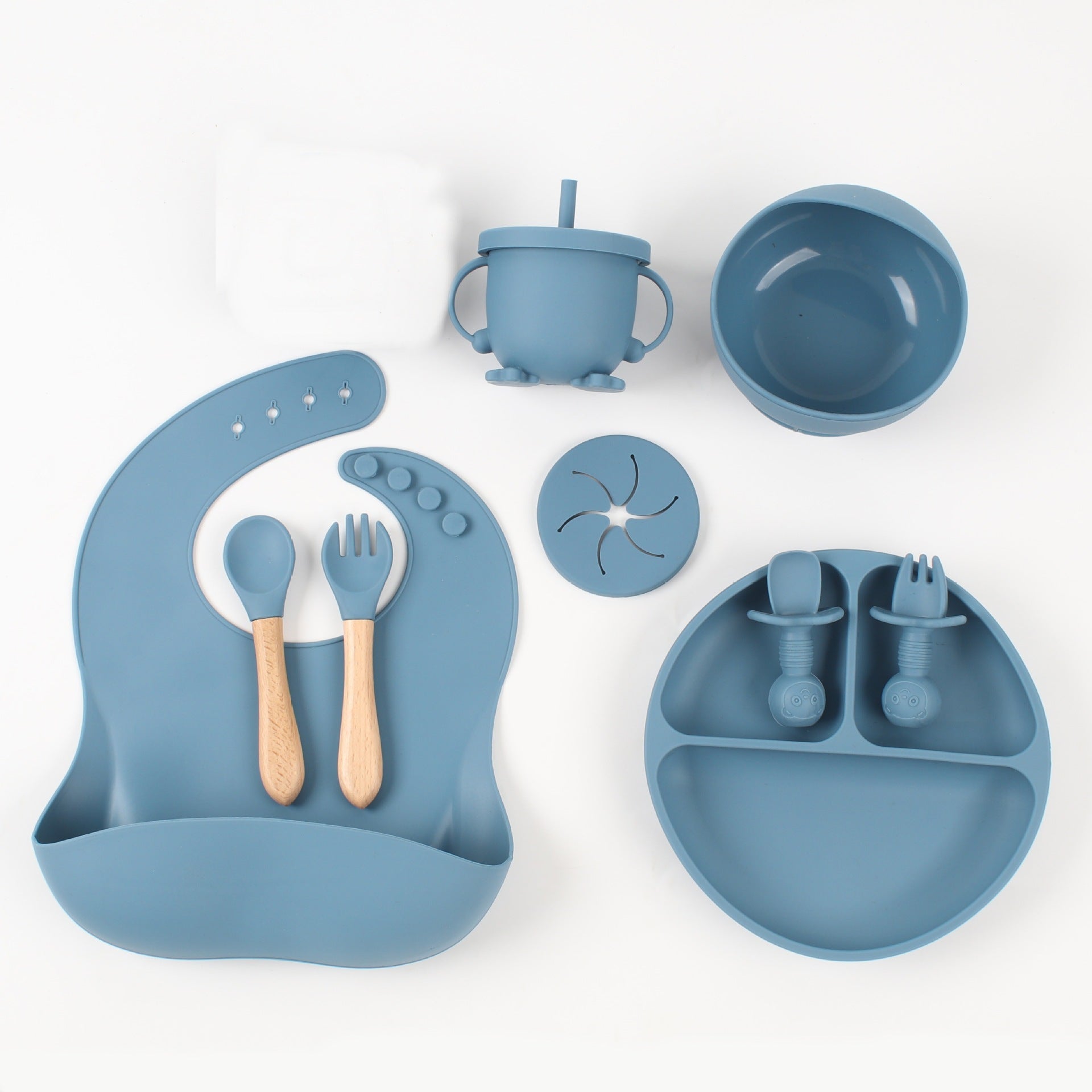 Silicone Baby Snack Catcher Bib & Tableware Set