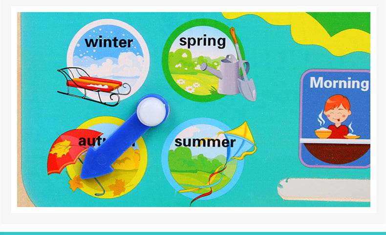 Montessori Wooden Educational Toy – Baby Weather, Seasons & Calendar Clock for Preschool Learning
