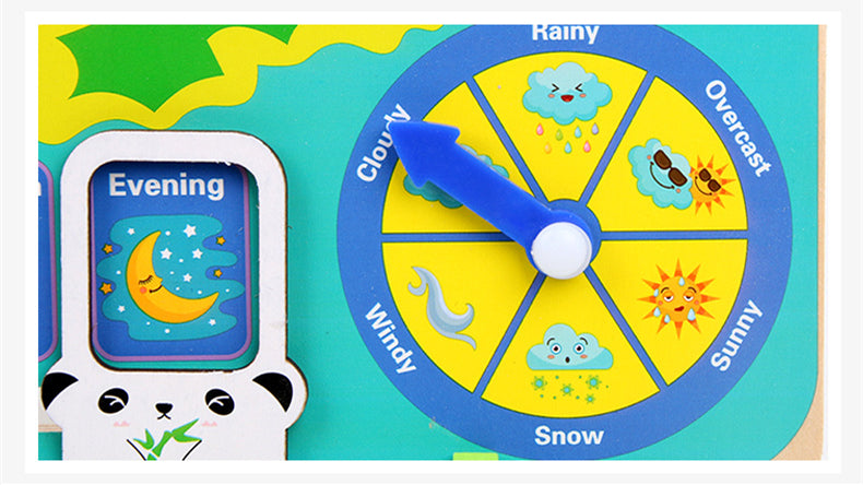 Montessori Wooden Educational Toy – Baby Weather, Seasons & Calendar Clock for Preschool Learning