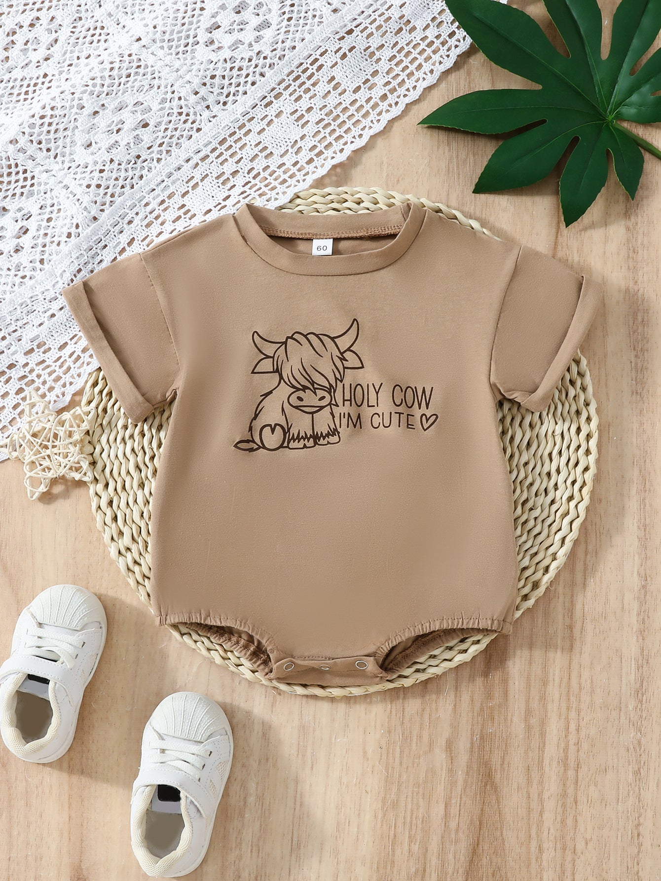Baby Cow Print Pullover Romper – Triangle One-Piece