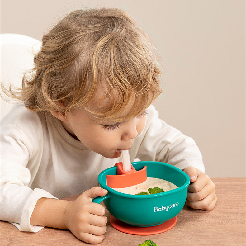Babycare 3-in-1 Baby Feeding Set – Snack & Soup Bowl with Straw, Suction Base, Handles, and Petal Design