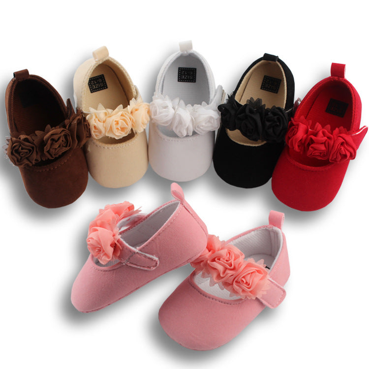 Soft-Soled Baby Toddler Cotton Shoes With Flower Design