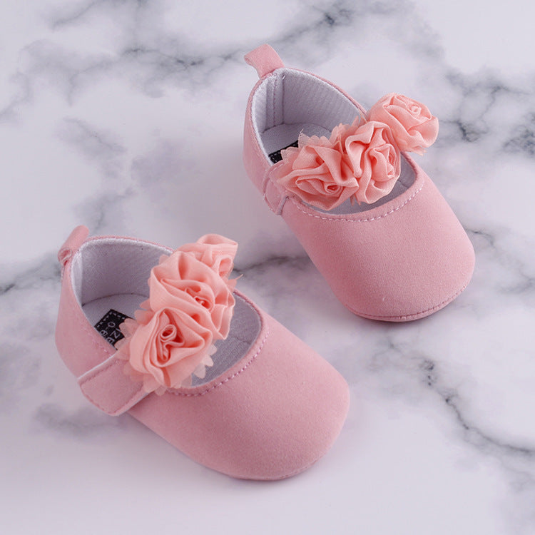 Soft-Soled Baby Toddler Cotton Shoes With Flower Design
