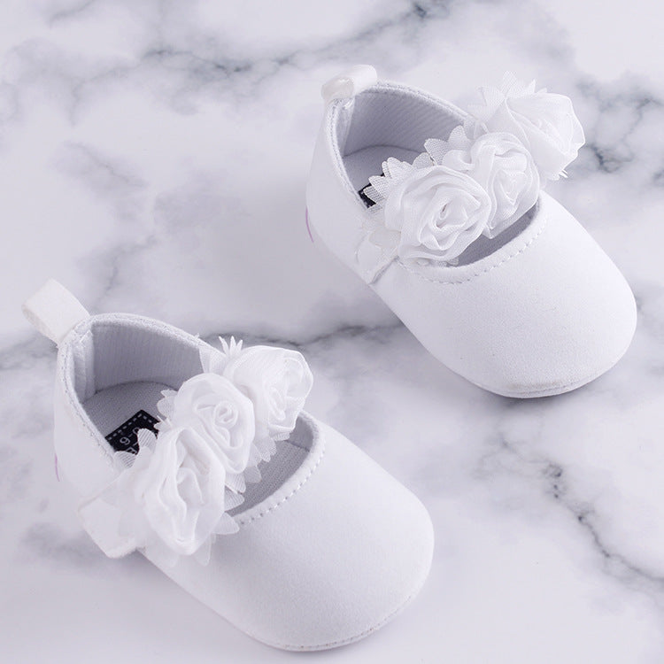 Soft-Soled Baby Toddler Cotton Shoes With Flower Design