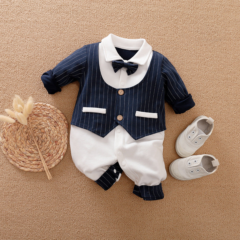 Gentleman-Style Baby Romper Long-Sleeve Outfit