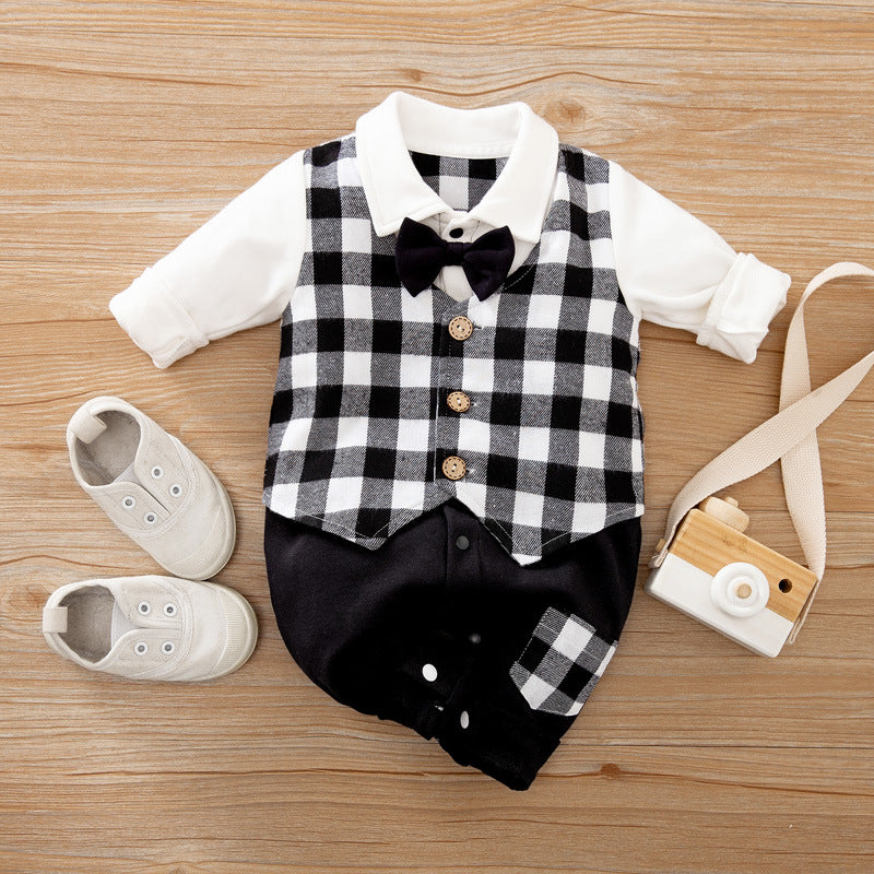Gentleman-Style Baby Romper Long-Sleeve Outfit