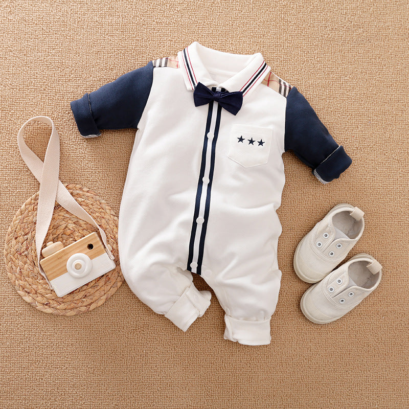 Gentleman-Style Baby Romper Long-Sleeve Outfit