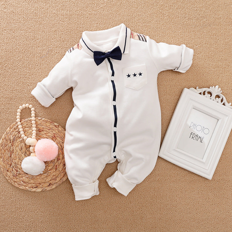 Gentleman-Style Baby Romper Long-Sleeve Outfit