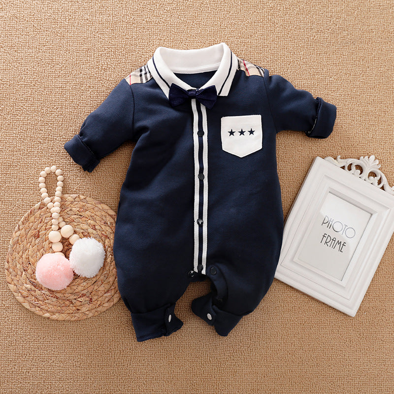 Gentleman-Style Baby Romper Long-Sleeve Outfit