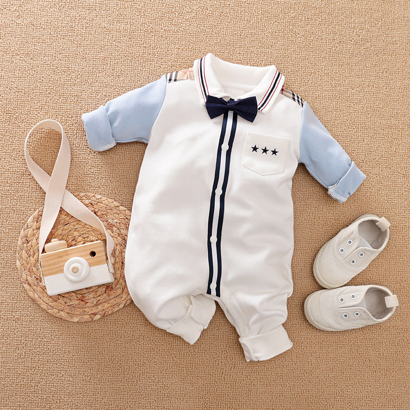 Gentleman-Style Baby Romper Long-Sleeve Outfit