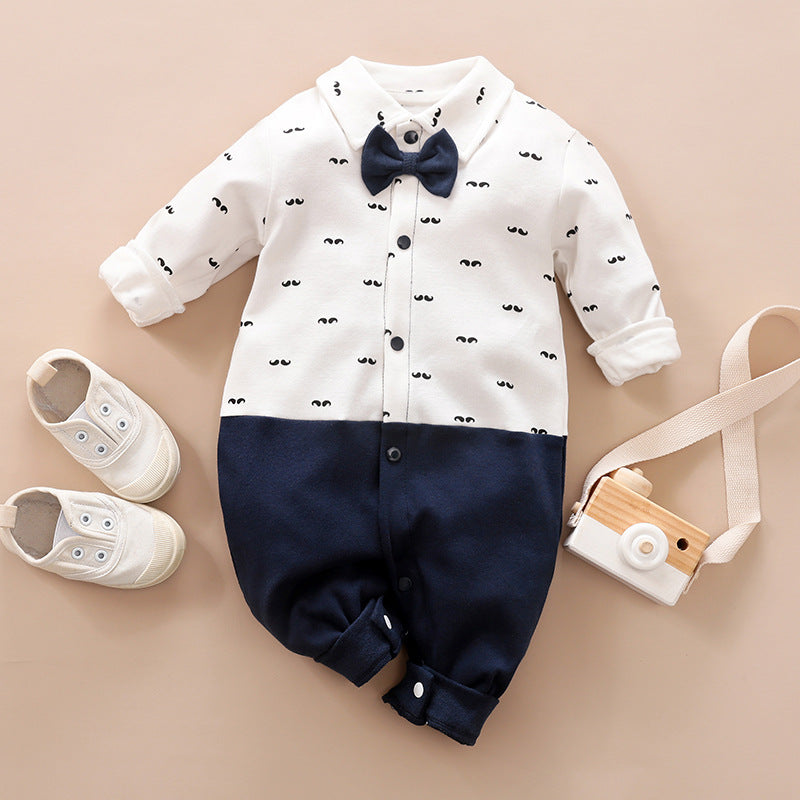 Gentleman-Style Baby Romper Long-Sleeve Outfit