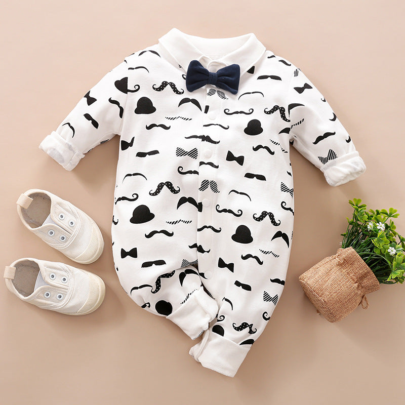 Gentleman-Style Baby Romper Long-Sleeve Outfit
