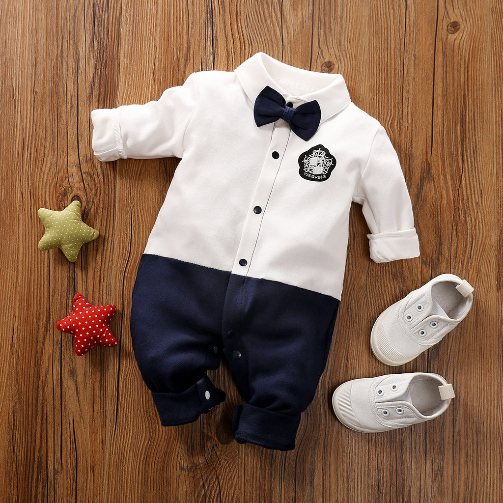 Gentleman-Style Baby Romper Long-Sleeve Outfit