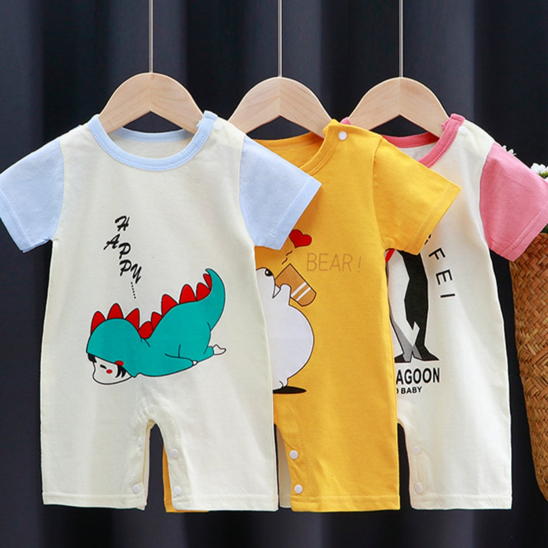 Baby Cotton Short-Sleeve Jumpsuit – Lightweight Newborn Romper