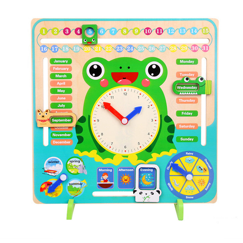 Montessori Wooden Educational Toy – Baby Weather, Seasons & Calendar Clock for Preschool Learning