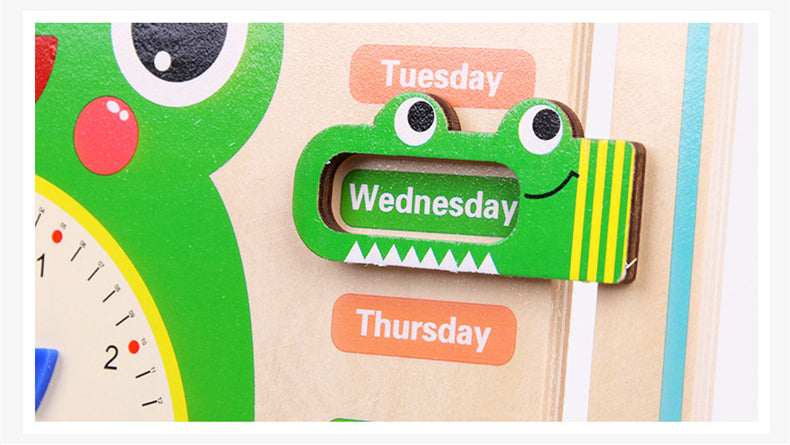 Montessori Wooden Educational Toy – Baby Weather, Seasons & Calendar Clock for Preschool Learning