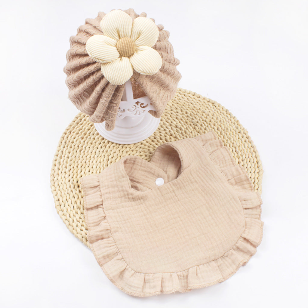 Newborn Baby Hat & Bib Set – Organic Cotton Bonnet with Drool Bibs