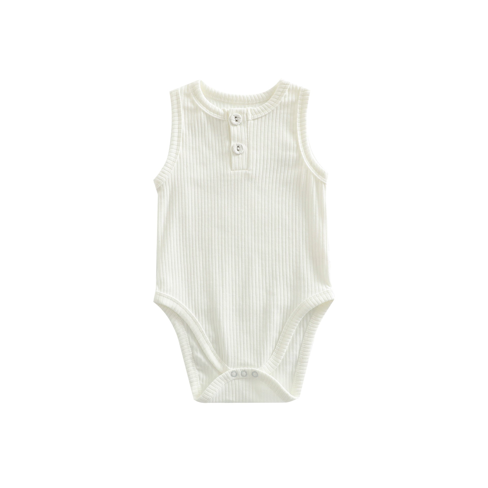 Baby Girl Cotton Romper – Sunken Stripe Vest Design
