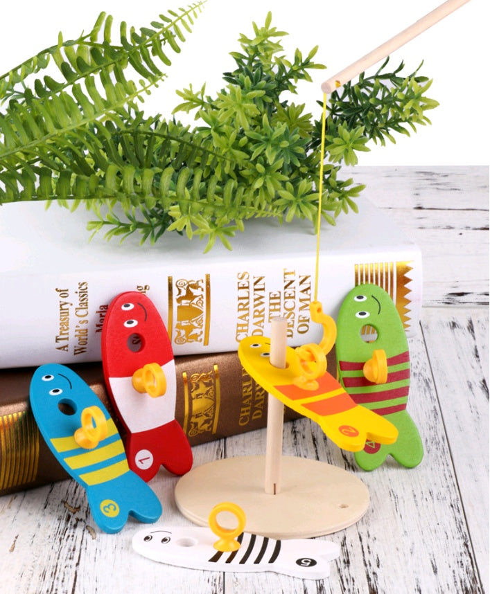 Children’s Educational Wooden Fishing Toy – Early Learning Water Ring Game