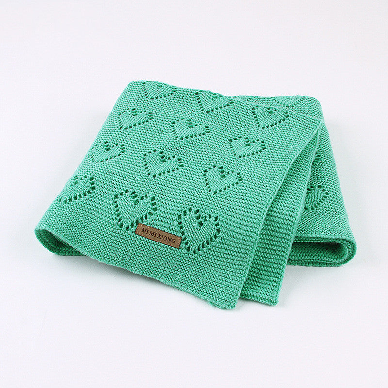 Knitted Baby Heart Hollow Windproof Blanket