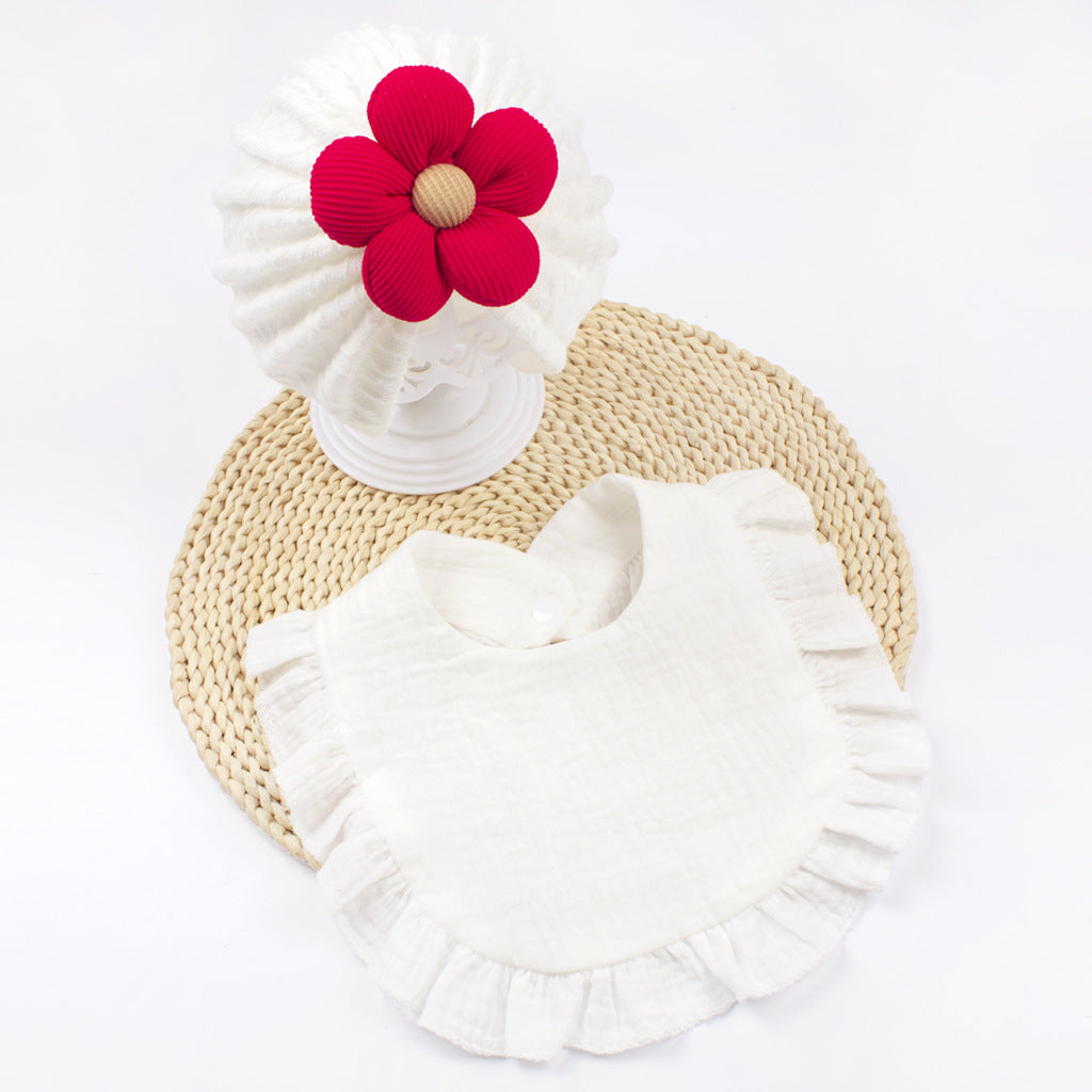 Newborn Baby Hat & Bib Set – Organic Cotton Bonnet with Drool Bibs
