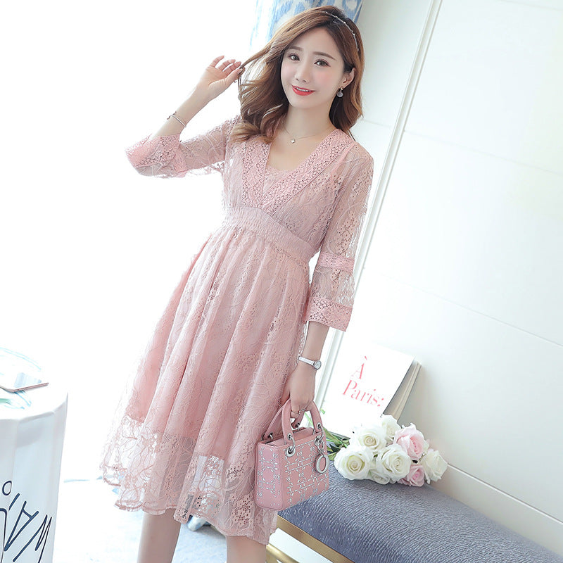 Two-Piece Lace Maternity Dress