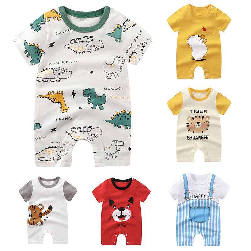 Baby Cotton Short-Sleeve Jumpsuit – Lightweight Newborn Romper
