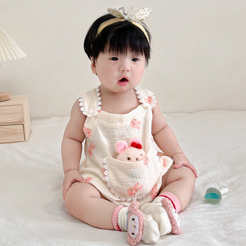 Cute Baby Gauze Triangle Romper