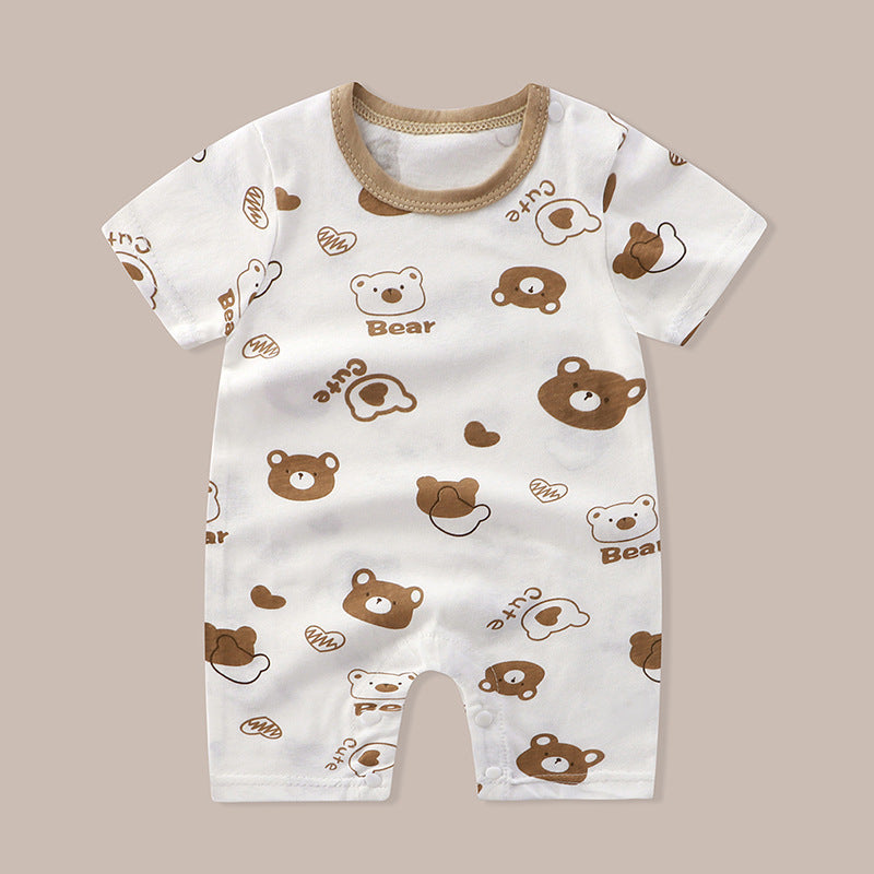 Baby Cotton Short-Sleeve Jumpsuit – Lightweight Newborn Romper
