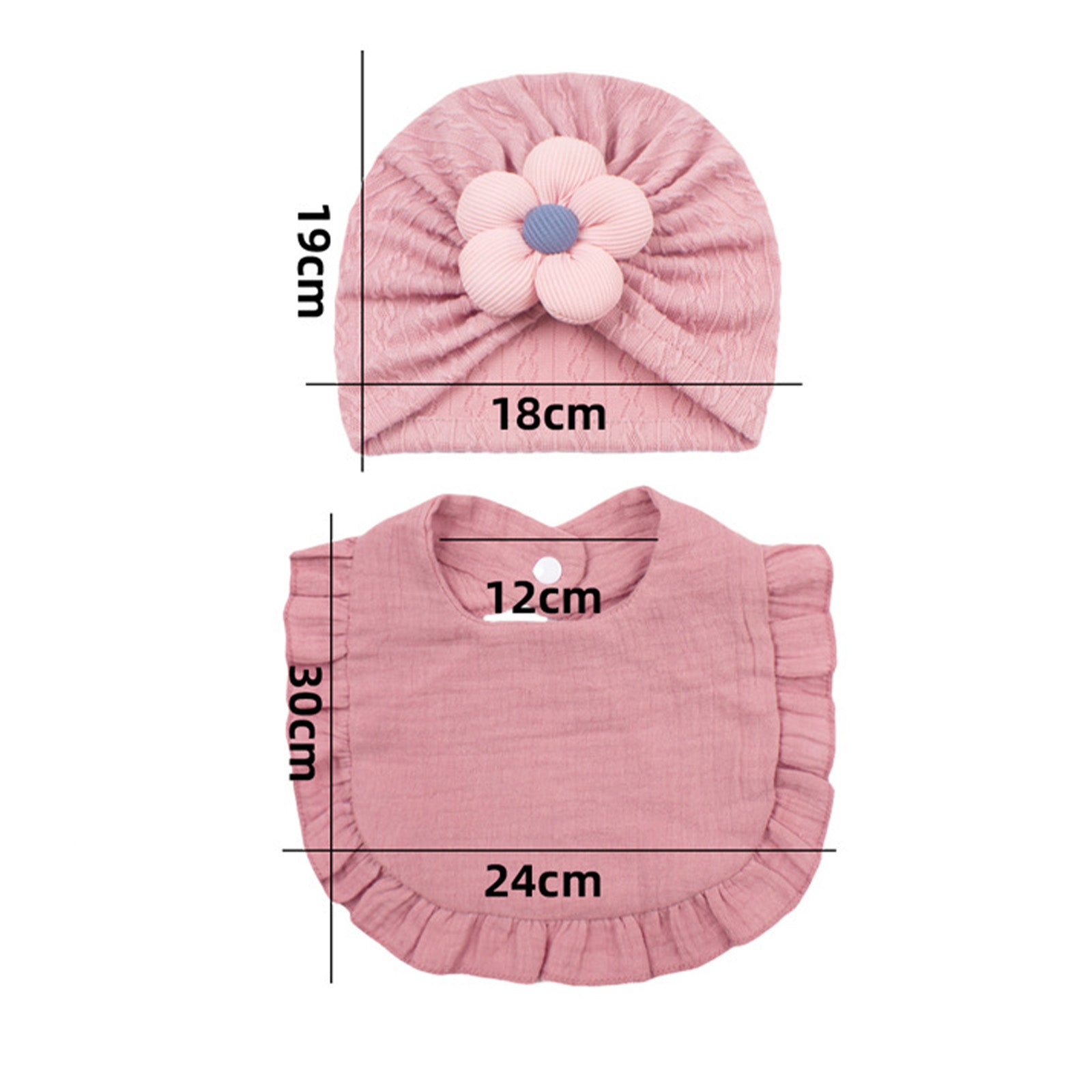 Newborn Baby Hat & Bib Set – Organic Cotton Bonnet with Drool Bibs