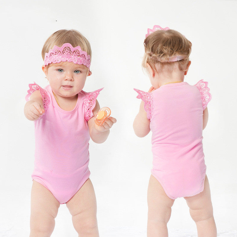 Baby Girl Sleeveless Romper – Wings Jumpsuit Design
