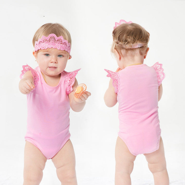 Baby Girl Sleeveless Romper – Wings Jumpsuit Design