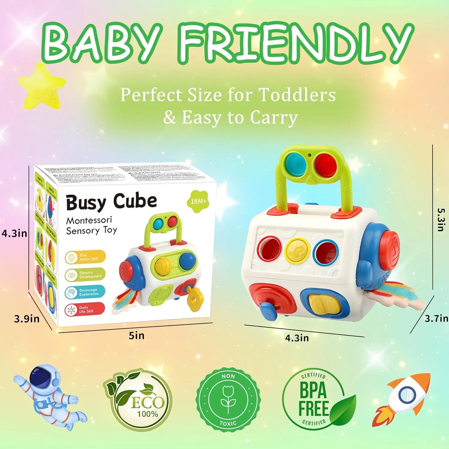 9-in-1 Busy Cube – Montessori Sensory & Learning Toy for Toddlers