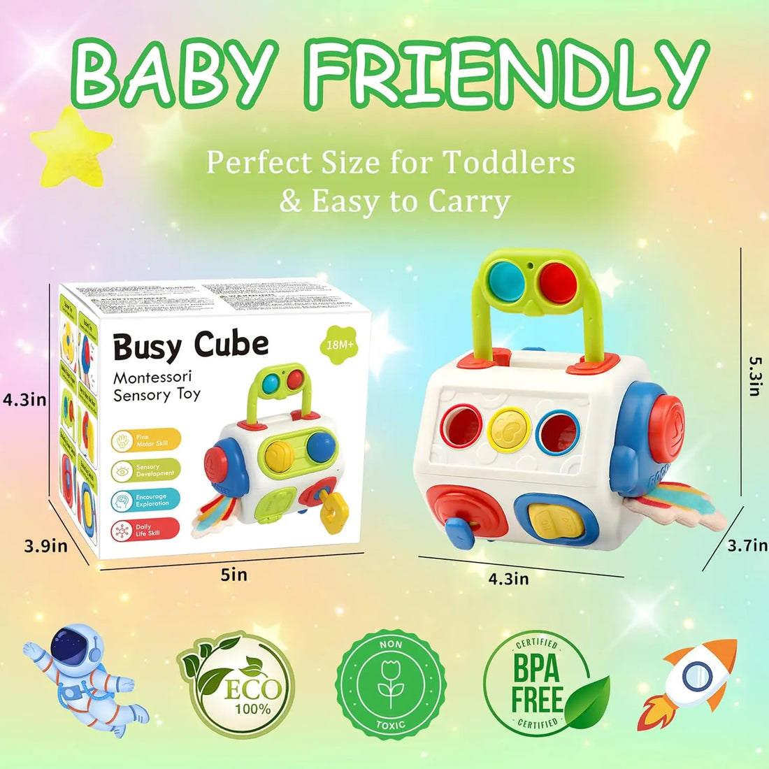 9-in-1 Busy Cube – Montessori Sensory & Learning Toy for Toddlers