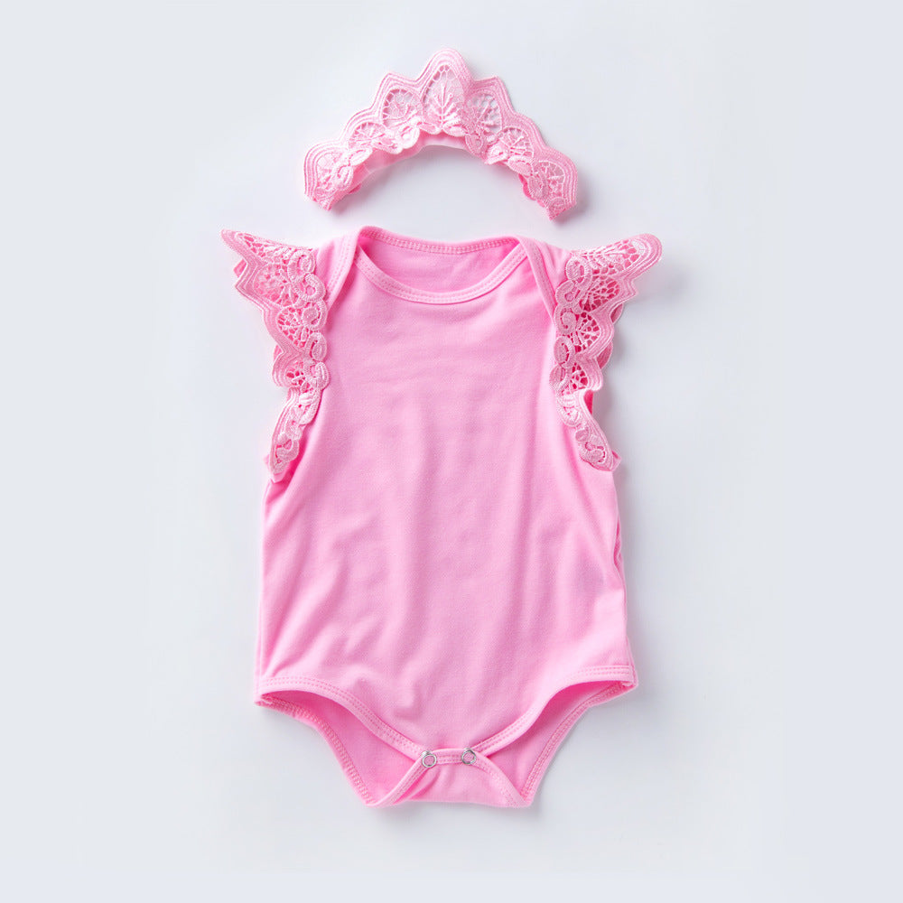 Baby Girl Sleeveless Romper – Wings Jumpsuit Design