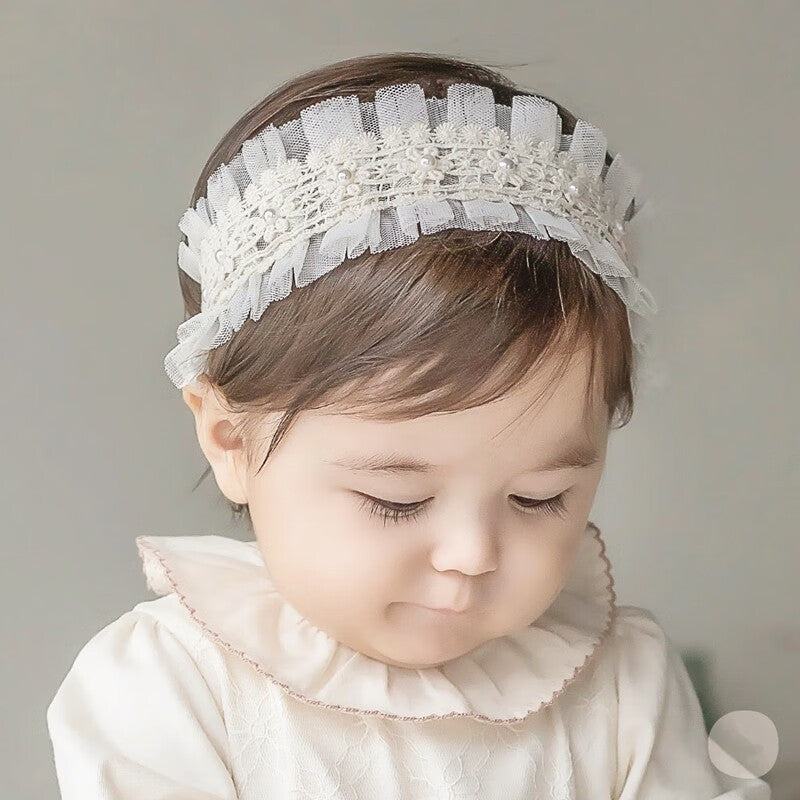 Baby Girls Bow Knot Headband – Soft Lace Floral Hair Accessory