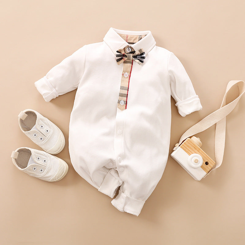 Gentleman-Style Baby Romper Long-Sleeve Outfit