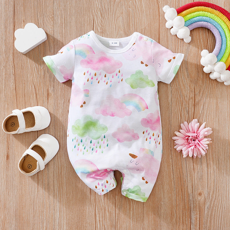 Summer Baby Girl Short-Sleeve Jumpsuit
