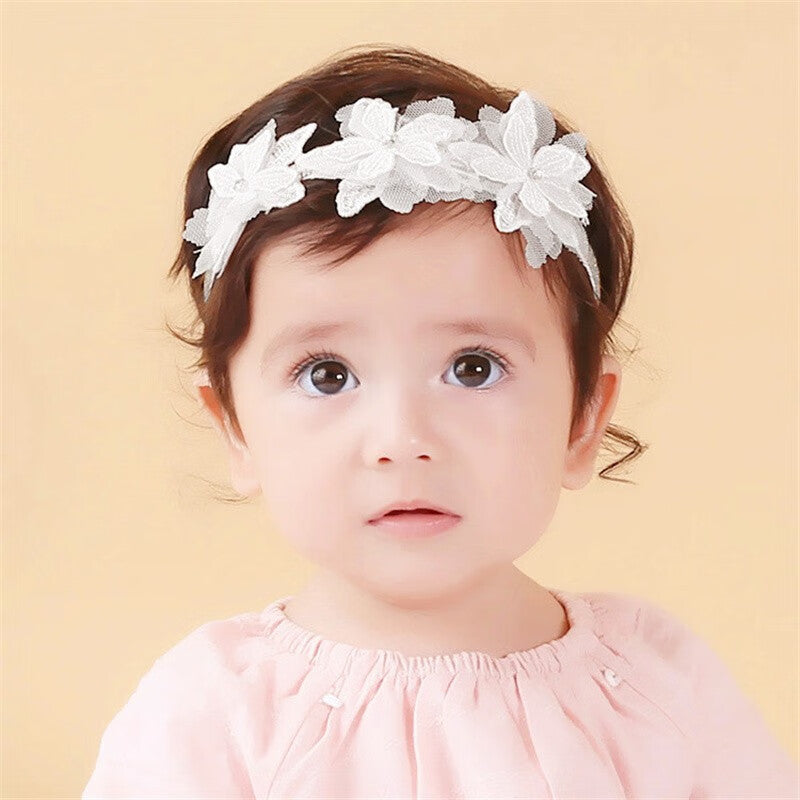 Baby Girls Bow Knot Headband – Soft Lace Floral Hair Accessory