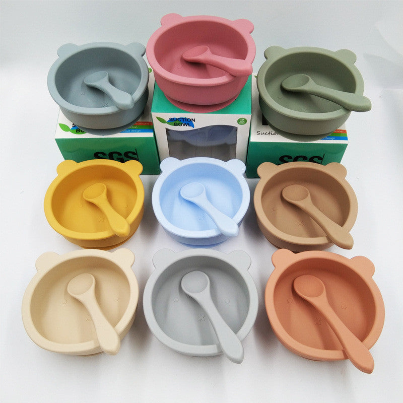 Bear Silicone Suction Bowl – Anti-Fall Baby Feeding & Complementary Food Bowl