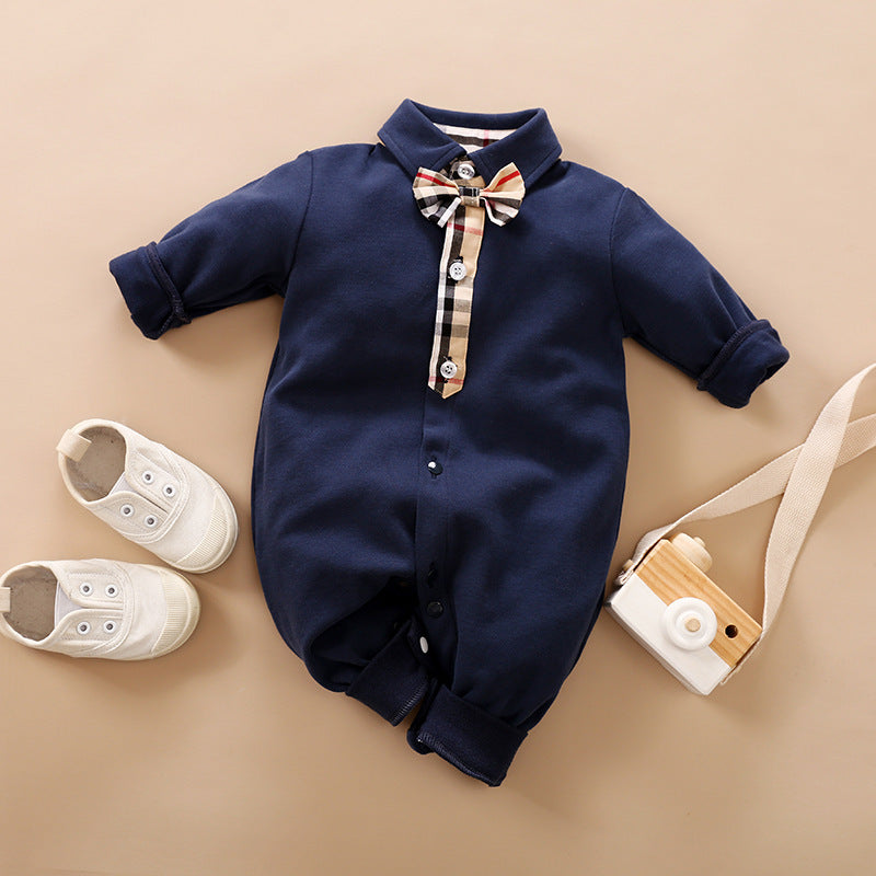 Gentleman-Style Baby Romper Long-Sleeve Outfit