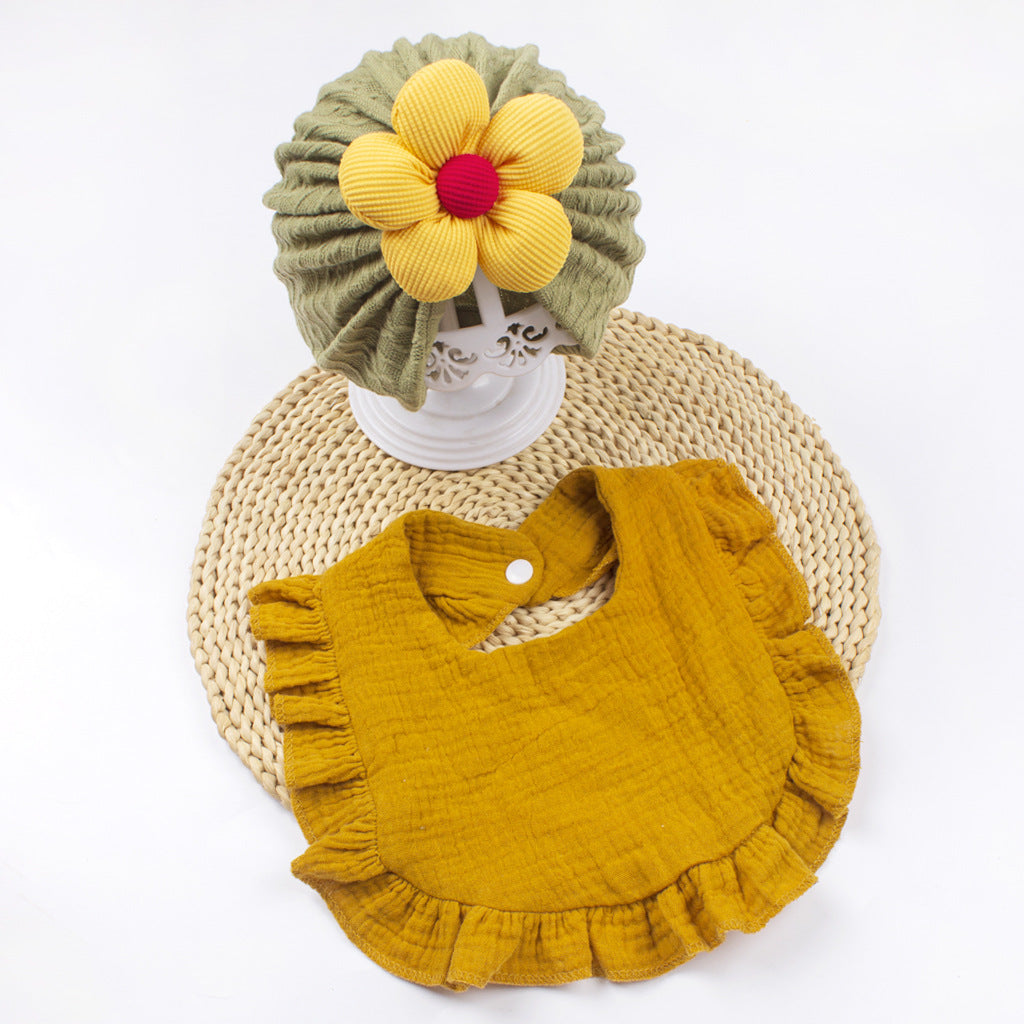 Newborn Baby Hat & Bib Set – Organic Cotton Bonnet with Drool Bibs