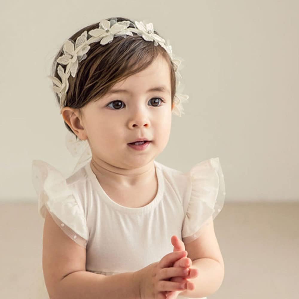 Baby Girls Bow Knot Headband – Soft Lace Floral Hair Accessory