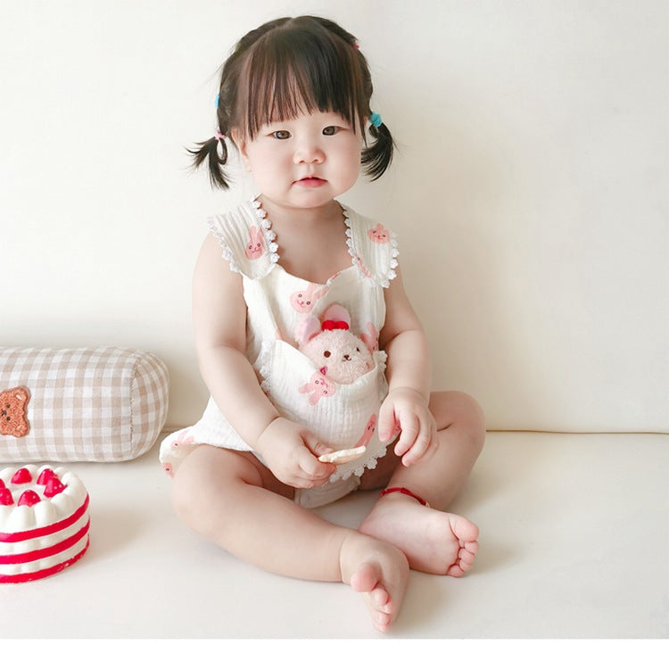 Cute Baby Gauze Triangle Romper