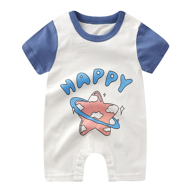 Baby Cotton Short-Sleeve Jumpsuit – Lightweight Newborn Romper